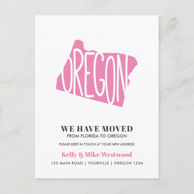 OREGON We've moved New address New Home  Postcard (Front)