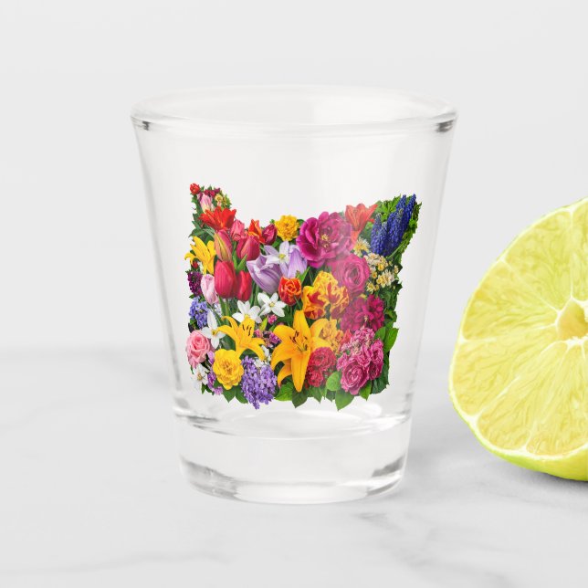 Oregon Wildflowers Shot Glass (Front)