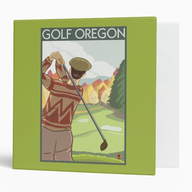 OregonGolf Scene Vintage Travel Poster Binder (Front/Inside)