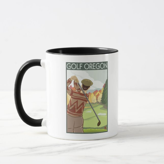 OregonGolf Scene Vintage Travel Poster Mug (Left)