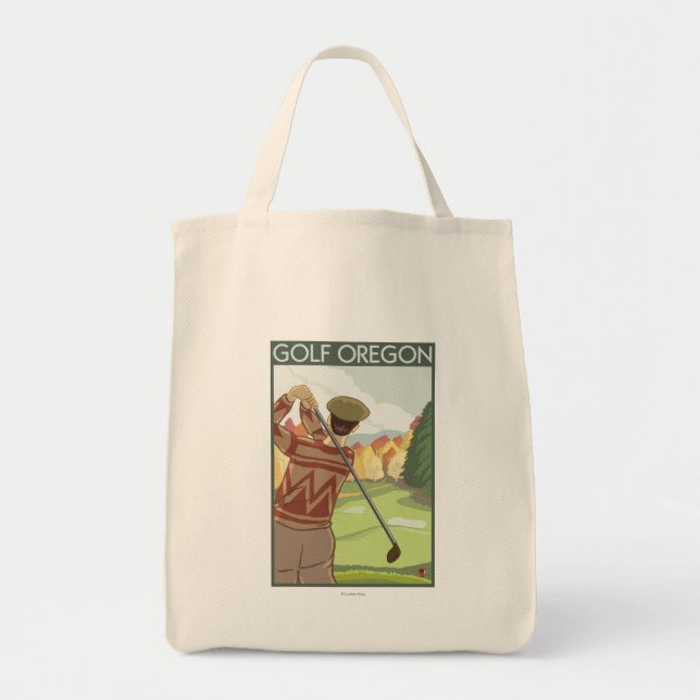 OregonGolf Scene Vintage Travel Poster Tote Bag (Front)