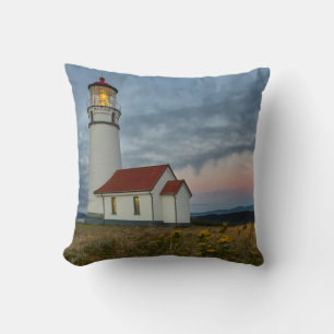 Oregon's oldest lighthouse at Cape Blanco State Throw Pillow