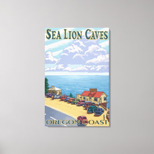 OregonSea Lion Caves Vintage Travel Poster Canvas Print