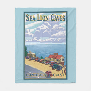 OregonSea Lion Caves Vintage Travel Poster Fleece Blanket