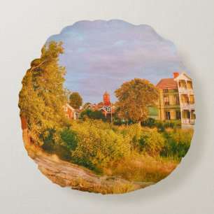 Öregrund, Roslagen, Sweden Round Pillow