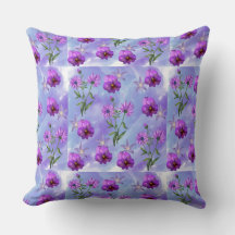 Oreiller à jet à motifs floraux pourpre