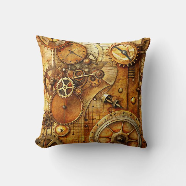 Oreiller à jet d'art Steampunk (Recto)