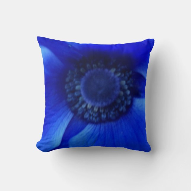 Oreiller à jet de fleurs bleues 20" x 20" (Recto)