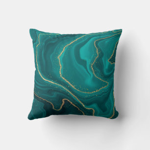 Oreiller à jet de marbre turquoise