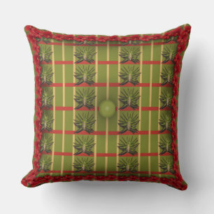 Oreiller à jet de tissu à rayures vertes et touffu