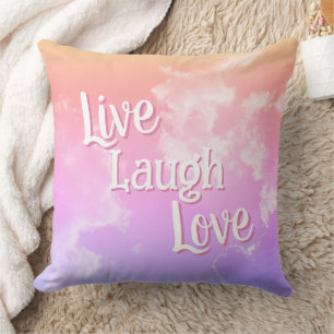 Oreiller à jeter Live Laugh Love Nuages roses vi