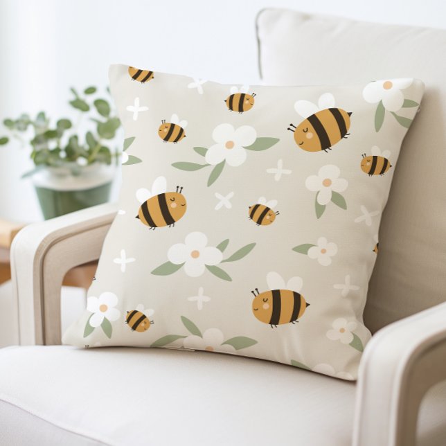 Oreiller à l'abeille mignonne et à la florale (Créateur téléchargé)