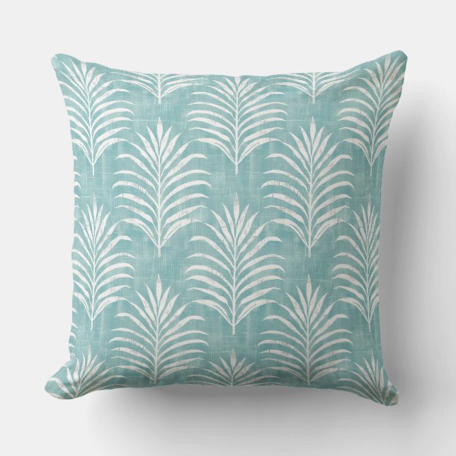 Oreiller à lancer à feuille d'eau et de palme blan (Recto)
