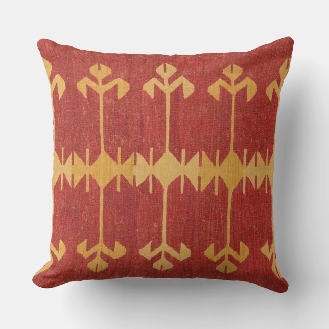 Oreiller à lancer à l'accent Ikat tribal (Recto)
