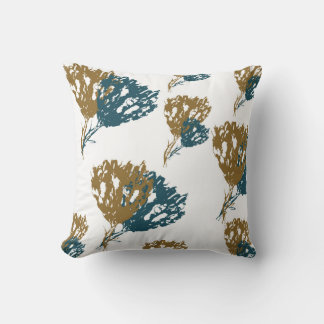 Oreiller à lancer Abstrait Turquoise et or Floral
