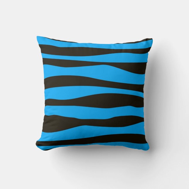 Oreiller à lancer bleu et noir Zèbre d'impression (Recto)