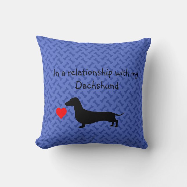 Oreiller à lancer bleu silhouette Dachshund (Recto)