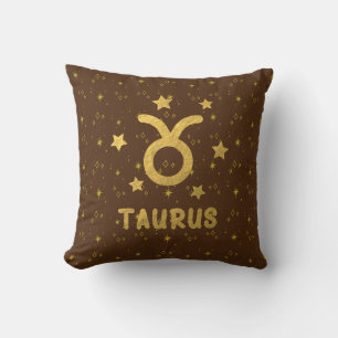 Oreiller à lancer Brown Taurus Zodiac