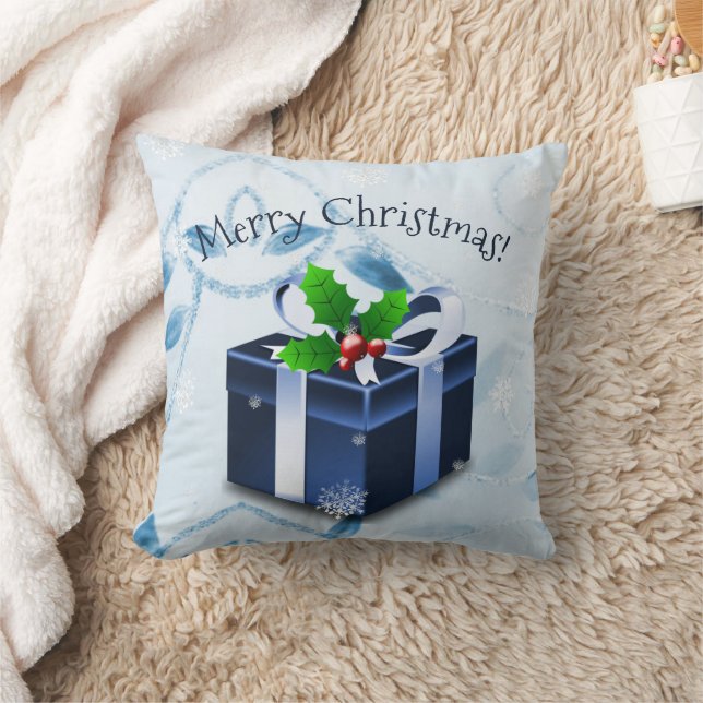 Oreiller à lancer cadeau de Noël bleu (Couverture)