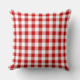 Oreiller à lancer classique rouge En vichy Motif