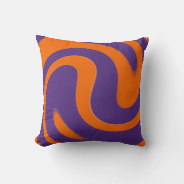 Oreiller à lancer contemporain violet et orange (Recto)