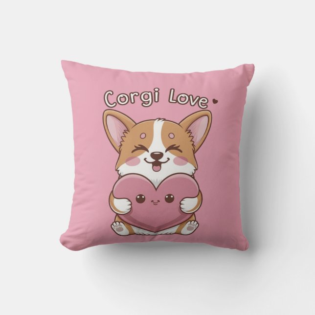 Oreiller à lancer Corgi Love (Recto)