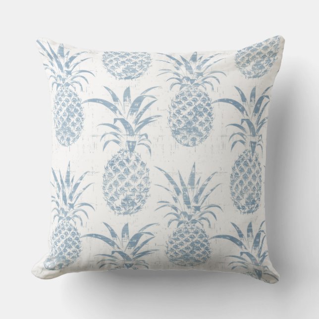 Oreiller à lancer d'ananas bleu et blanc (Recto)