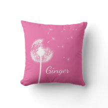 Oreiller à lancer Dandelion personnalisé en rose