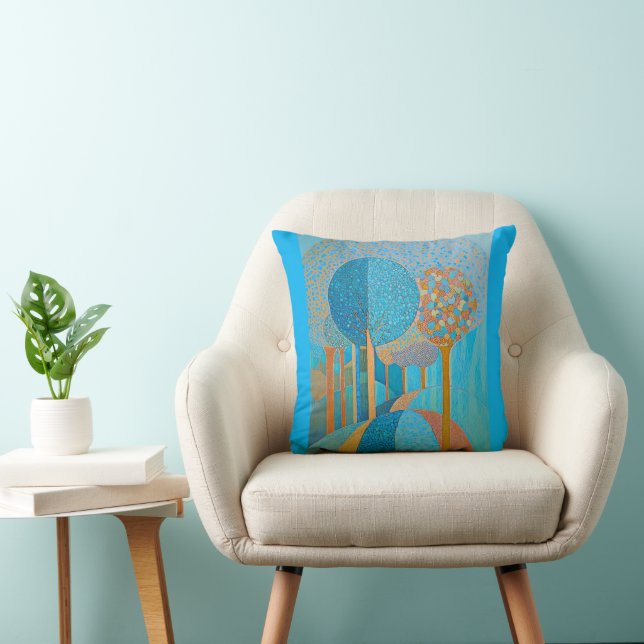 Oreiller à lancer d'arbre bleu (Chaise)