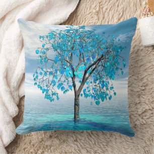 Oreiller à lancer d'arbre bleu cristal