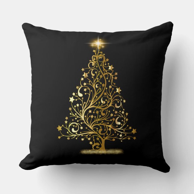 Oreiller à lancer d'arbre de Noël d'or (Recto)