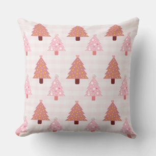 Oreiller à lancer d'arbre de Noël rose