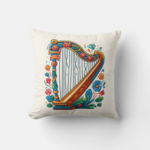 Oreiller à lancer d'art populaire Harp