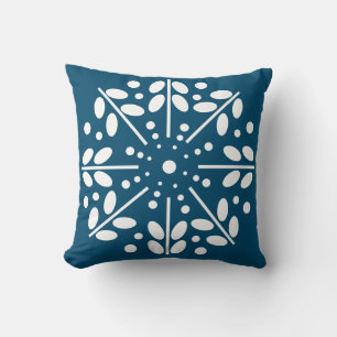 Oreiller à lancer d'art populaire scandinave Turqu