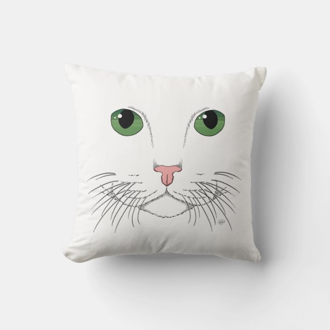 Oreiller à lancer de chat à l'oeil vert (Recto)
