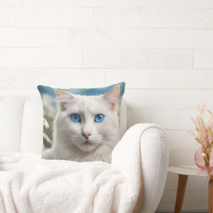 Oreiller à lancer de chat blanc