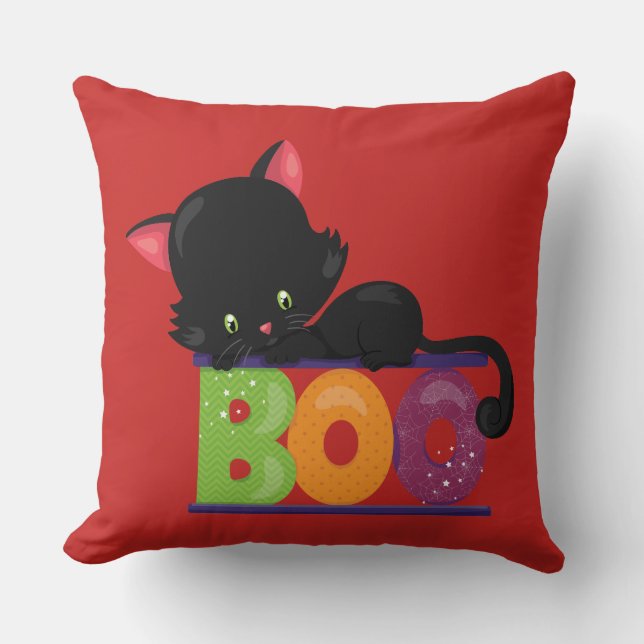Oreiller à lancer de chat noir (Recto)