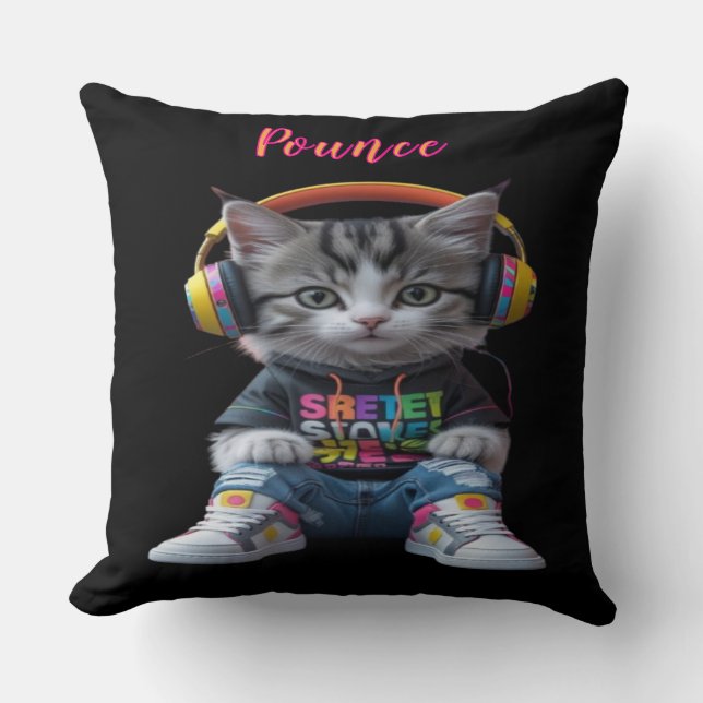 Oreiller à lancer de chaton sportif - Cute jouant  (Recto)