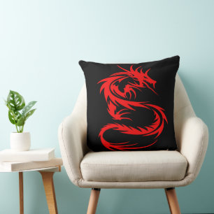 Oreiller à lancer de dragon rouge