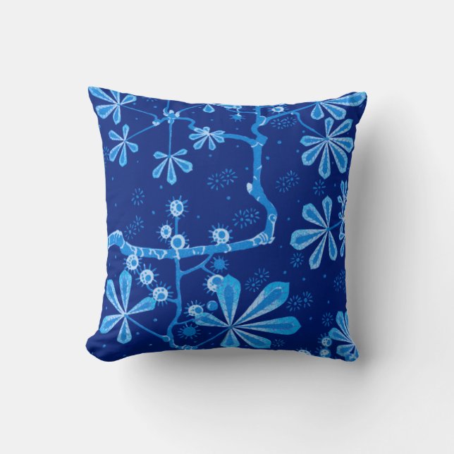 Oreiller à lancer de fleur de gel azur (Recto)