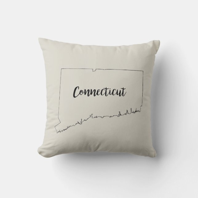 Oreiller à lancer de la carte d'état du Connecticu (Recto)