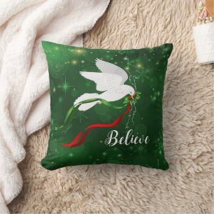 Oreiller à lancer de la colombe blanche de Noël
