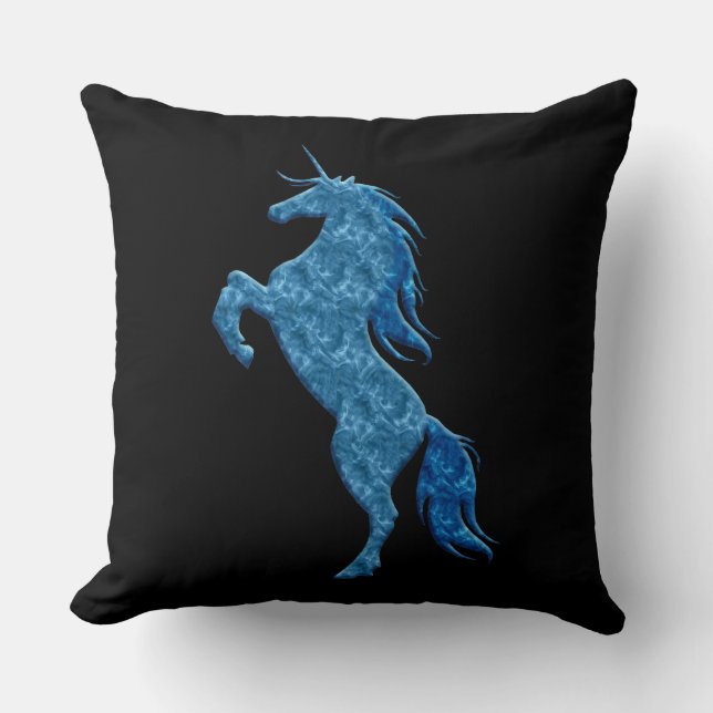 Oreiller à lancer de licorne de feu bleu (Recto)