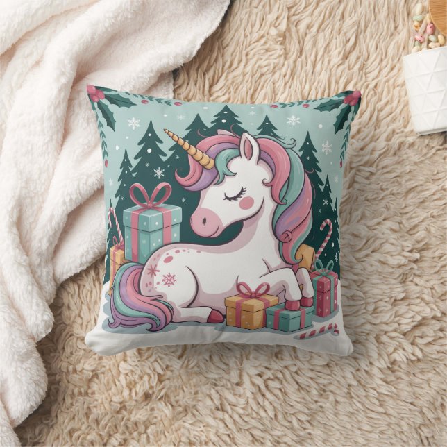 Oreiller à lancer de licorne de Noël (Couverture)