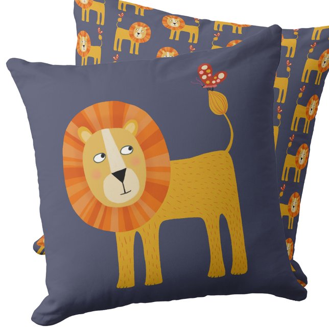 Oreiller à lancer de lion mignon (Fun lion reversible throw pillow)