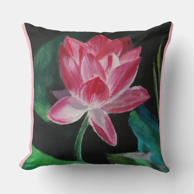 Oreiller à lancer de lotus à fleurs roses 51 cm x  (Recto)