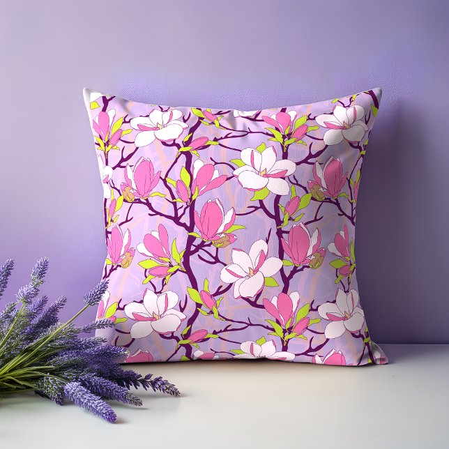 Oreiller à lancer de Magnolia en fleurs (Blooming Magnolia Throw Pillow)
