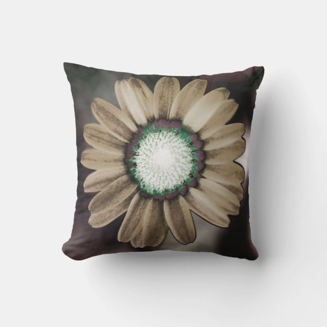 Oreiller à lancer de marguerite beige rustique (Recto)