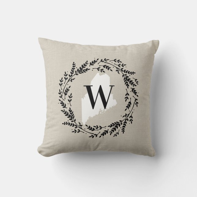 Oreiller à lancer de monogramme de couronne rustiq (Recto)