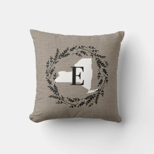 Oreiller à lancer de monogramme de couronne rustiq